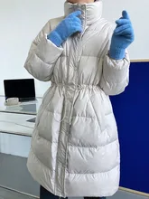 

ZURICHOUSE 2022 Long Down Jacket Winter Women Thicken Warm Stand Collar Fluffy Parka Loose Adjustable Waist Snow Puffer Coat