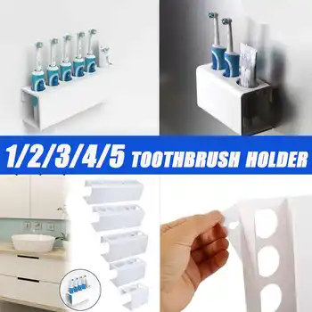 

1/2/3/4/5 Electric Toothbrush & Toothpaste Wall Mounted Storage Holder White Acrylic Bathroom Organiser Rack Bathroom Tools Set