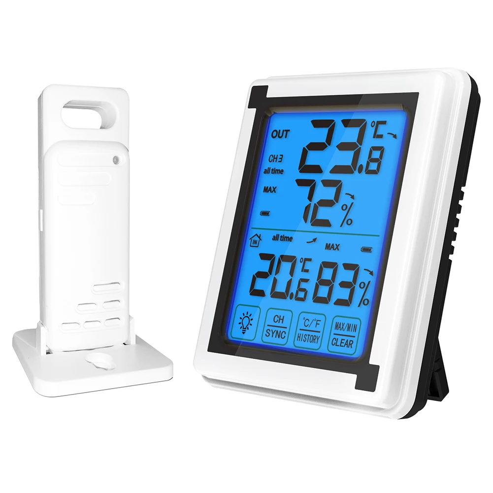 

Thermometer Hygrometer LCD Display Digital Accurate Wireless Household Humidity Monitor HD Measuring Touch Screen Multifunction