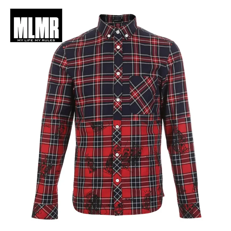 Красная рубашка из хлопка с принтом JackJones 218305570 - Цвет: LAVA RED