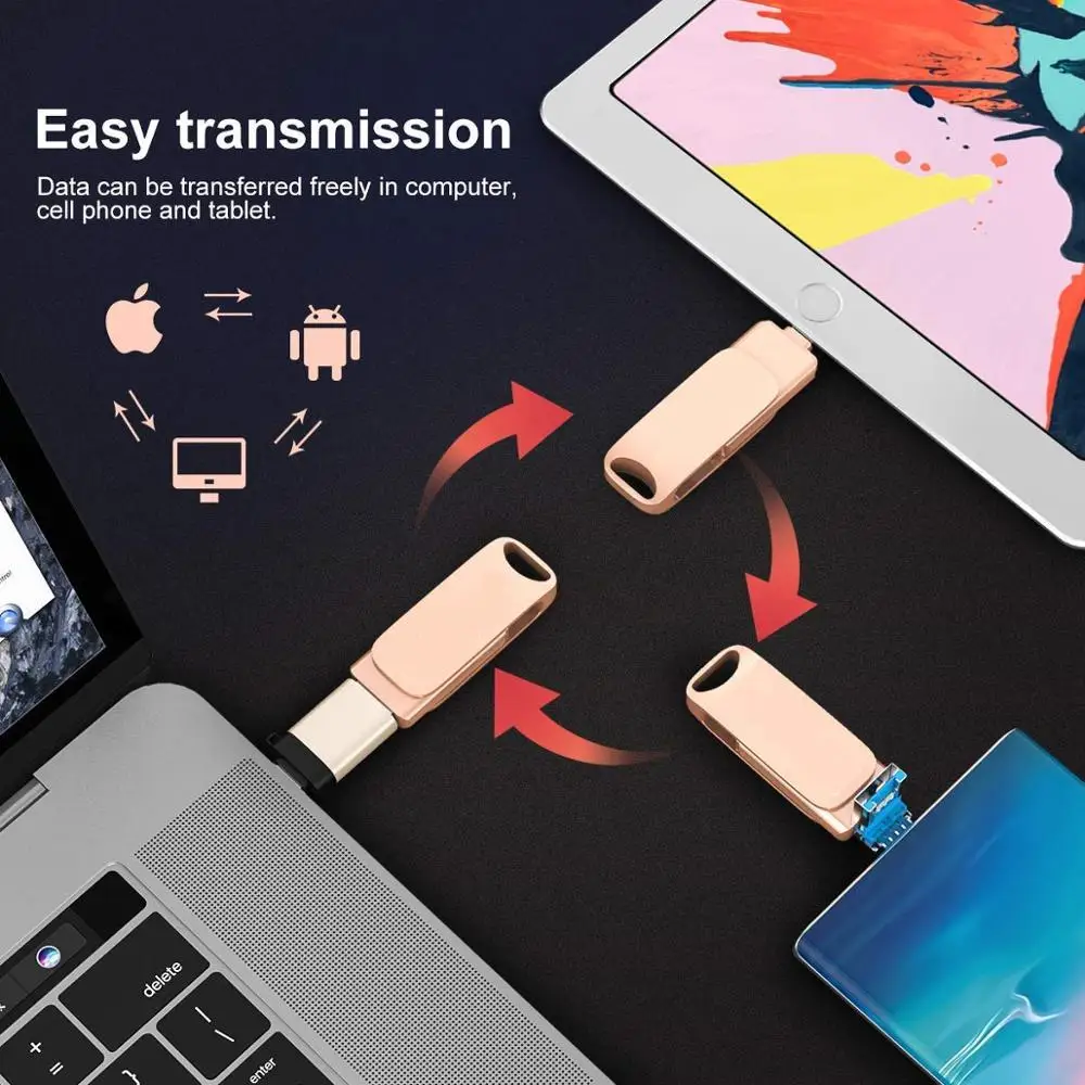 USB флеш накопитель 3 в 1 16 ГБ 32 64 128 256 для iPhone/ПК/Android серия с usb портом 0 флешка