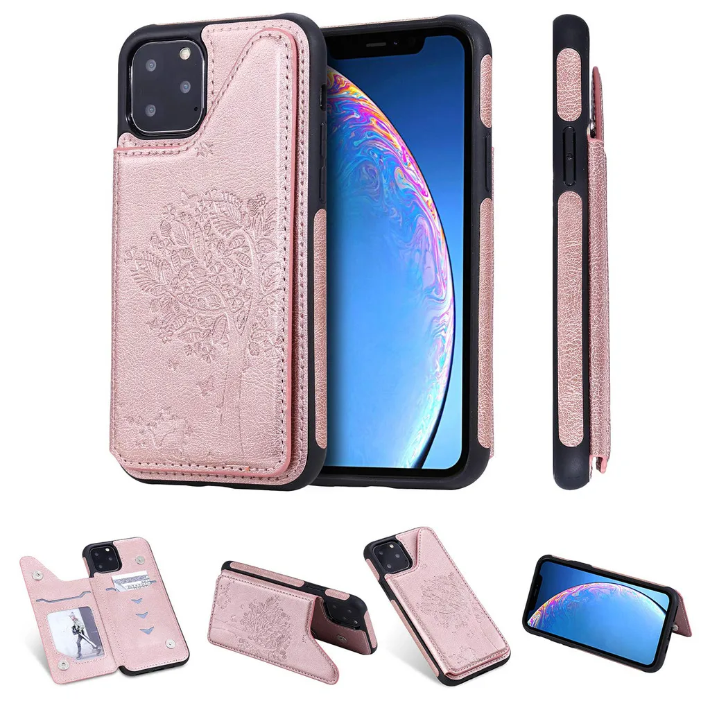 Роскошный тонкий Чехол премиум класса для IPhone 11 Pro Max 6,5 дюйма, тисненый Магнитный кожаный чехол-бумажник с отделениями для карт, противоударный чехол-книжка