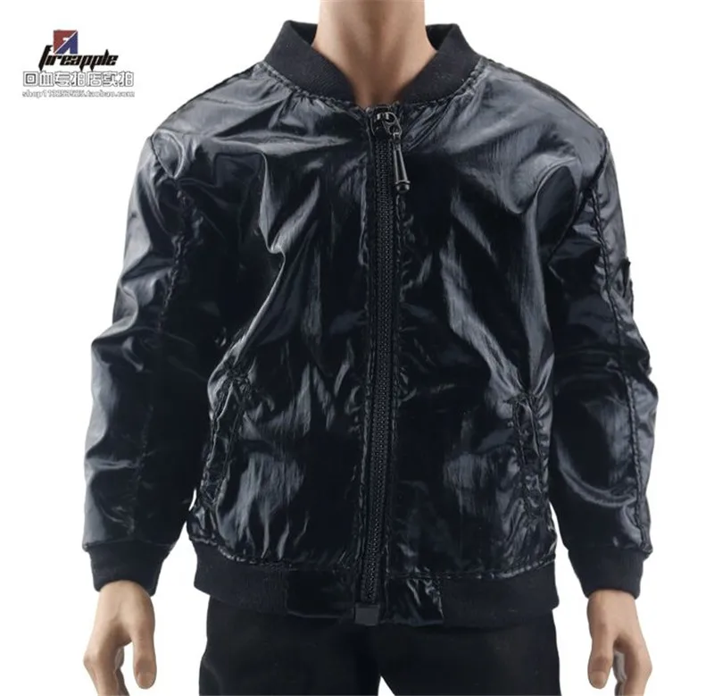 Black Leather Aviator Coat for 1/6 scale 12" action figure man.Hot Toys 
