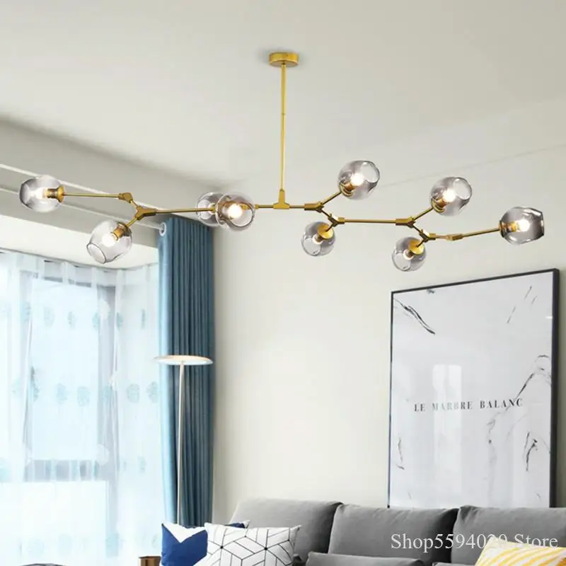 Modern Glass LED Ball Chandeliers Lustre Lighting Kitchen Luminaire Hanging Lamp Home Decor Fixtures Room Lights | Потолочные лампы и