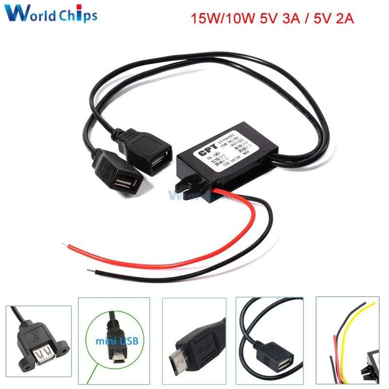 Módulo de fuente de alimentación de 12V 5V, 2A, 3A, 10W, 15W, DC DC, reductor, adaptador Micro USB para macho y hembra|Circuitos integrados| - AliExpress