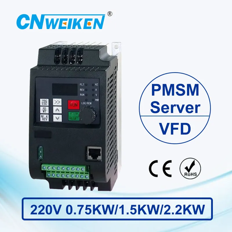 

Vector Control frequency converter 0.75kw/1.5kw/2.2kw Single to Three-phase 220V Permanent Magnetic Synchronous Motor Drive