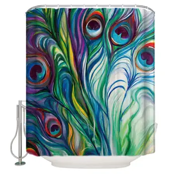 

Abstract Ink Peacock Feather Shower Curtain Durable Waterproof Bathroom Fabric Shower Curtains, Bath Decorations Bathroom Decor