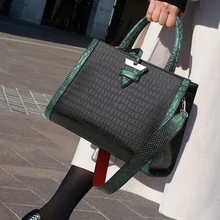 Женская сумка через плечо, деловая, крокодиловый узор, змеиный принт, черная, дизайнерская, кожаная, женская сумка через плечо, Bolsa Feminina
