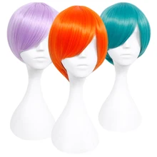 MUMUPI короткие волосы Косплэй парик вечерние 20 цветов Универсальный волосы парик цвет: черный, синий фиолетовый высокое Температура волокна синтетические парики из натуральных волос