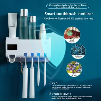 

3 In1 Home Ultraviolet Toothbrush Multifunctional Disinfection Sterilizer Toothbrush Rack UV Disinfector Toothpaste Squeezers