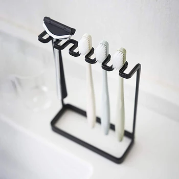 

Toothpaste Bathroom Organizer Toilet Free Standing Modern Durable Hotel Kitchen Toothbrush Holder Wrought Iron No Drilling Home
