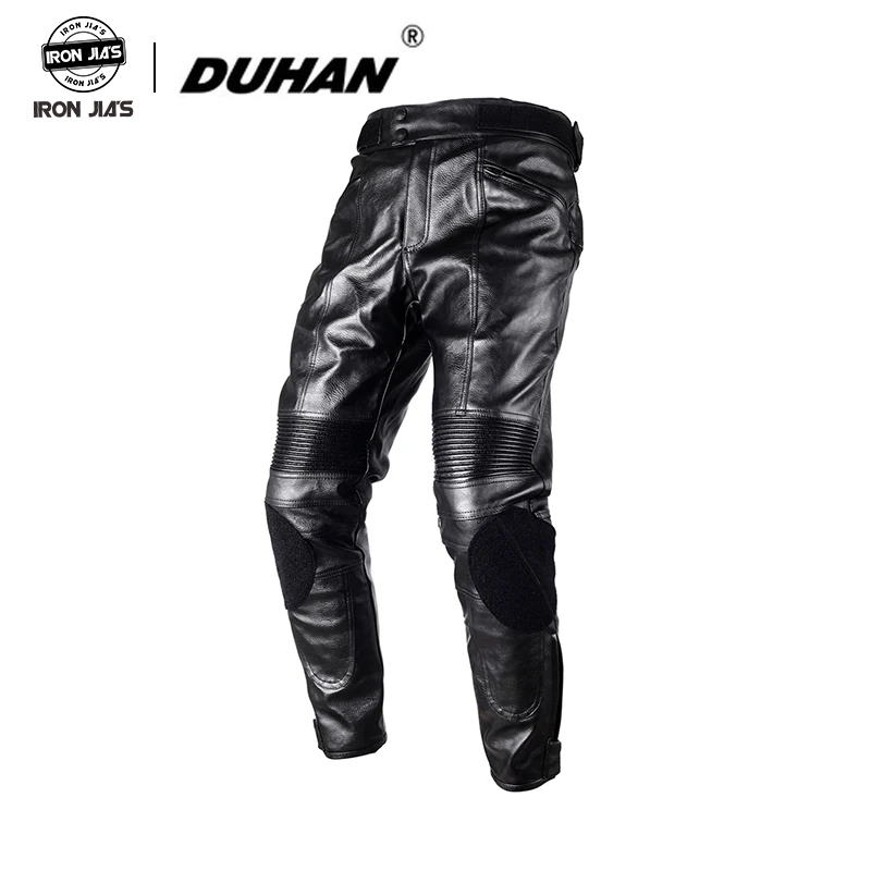 

DUHAN PU Imitation Leather Pants Protective CE Pads Knee Protector Trousers Winter Outdoor Warm Waterproof Racing pants