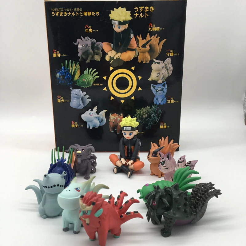 

NEW Hot 5-8cm 10pcs/set Naruto Bijuu Uzumaki Naruto Kurama kyuubi Action Figure Toy Doll Gift For kids