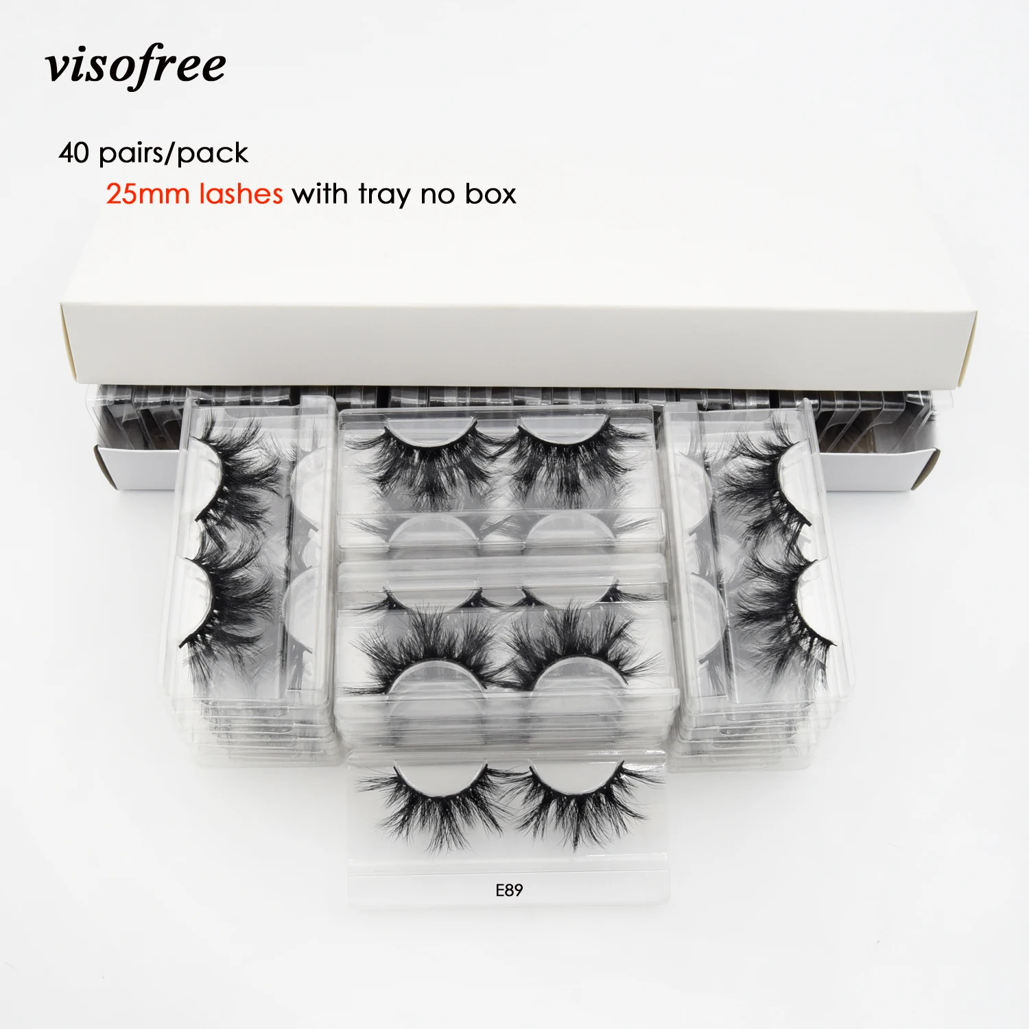 

40pairs Visofree Eyelashes 3D Mink Lashes with Tray No Box 25MM Lashes Mink Eyelashes Dramatic Volume Thick False Eyelashes E89