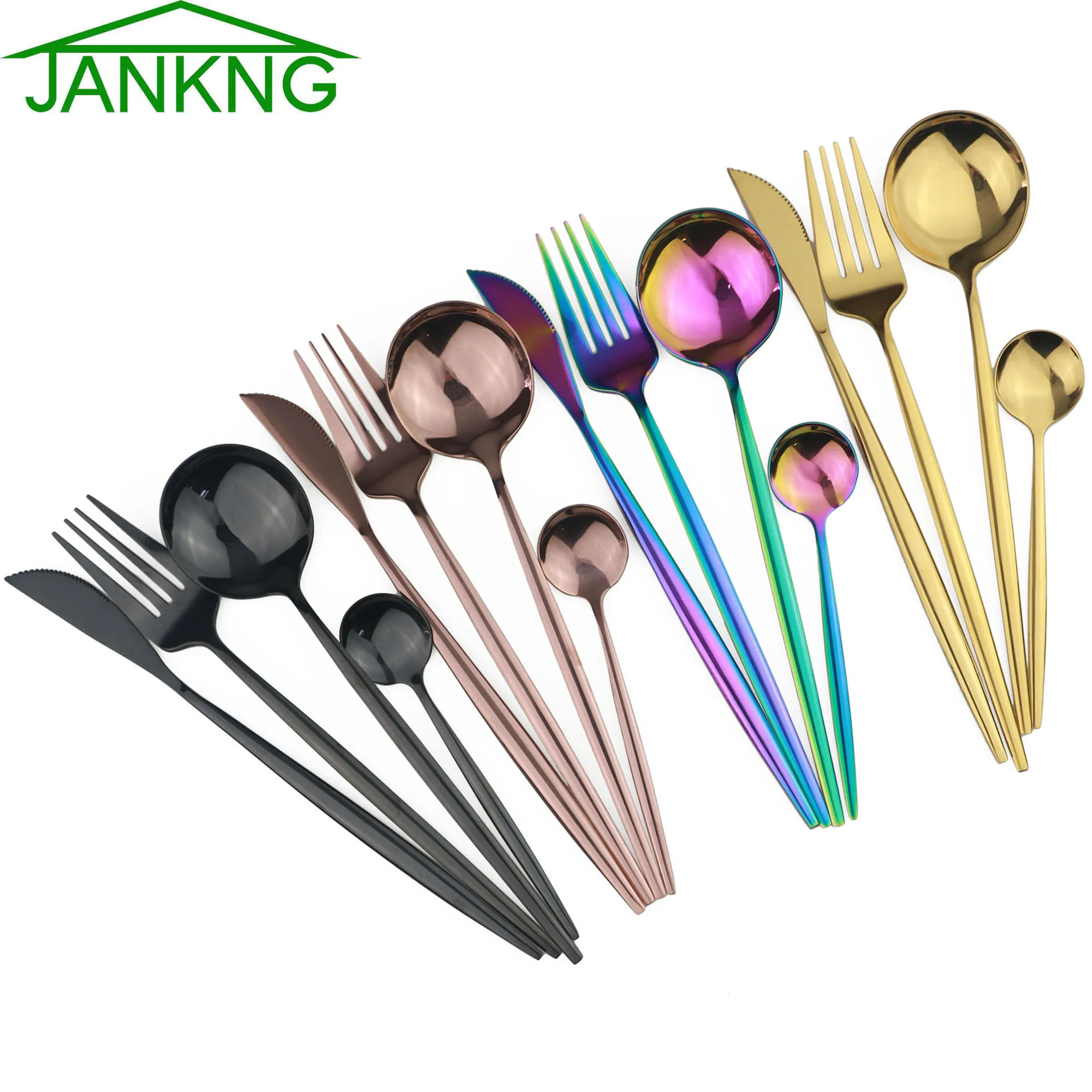 

24 Pcs/Set Dinnerware Set 304 Stainless Steel Cutlery Set Steak Knife Fork Set Spoon Flatware Tableware Kitchen Silverware Set