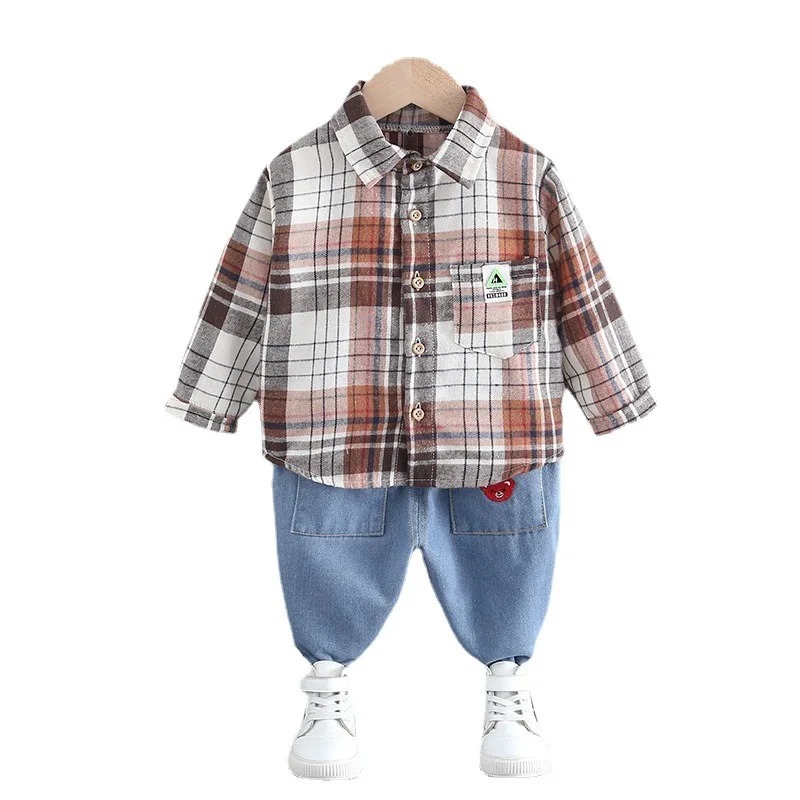 

New Spring Children Striped Costume Autumn Toddler Fashion Clothes Boys Baby Girls Shirt Pants Kids Turn-down Collar Sport Suits
