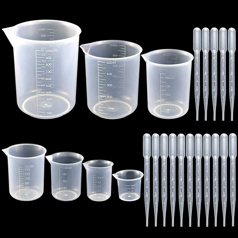 7 Grossen Kunststoff Becher Set Klar Messung Absolvierte Flussigkeit Container Beakers In 25ml 1000ml Pcs Kunststoff Tropfer In3ml Labor Flasche Aliexpress