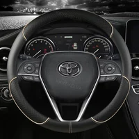 Car Steering Wheel Cover Leather 38cm For Toyota Corolla Fortuner Sequoia Auris Avensis YARIS Vios Celica 86 Rav4 4Runner C-HR 5