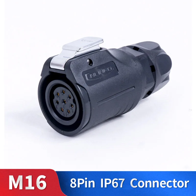

M16 8 Pin Waterproof Connector Kit Plastic Shell Male and Female Industrial Outdoor Lighting Electric Cable Plug and Socket