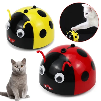 

Pets Inteligent Escaping Cat Toy Ladybug Automatic Walk Interactive Toys Infrared Sensor Sound Pet Products For Cats Dogs Kids