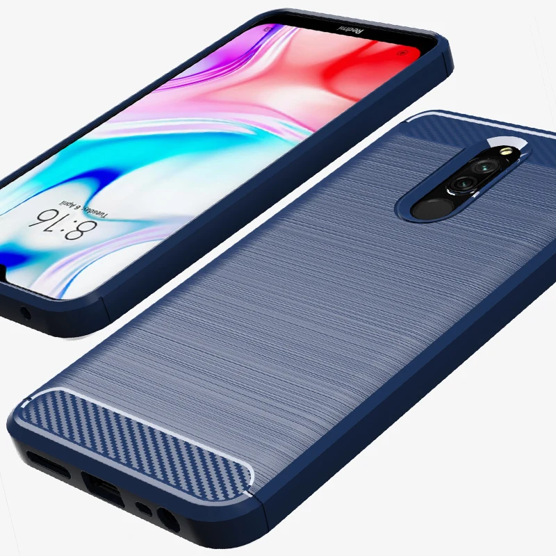 чехол на Redmi 8 ZROTEVE Мягкий ТПУ силиконовый бампер из углеродного волокна матовый s
