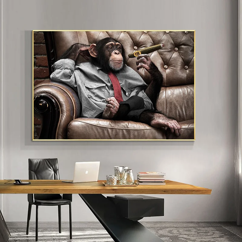 RELIABLI арт Обезьяна горилла на диван для фотографии холст картины Wall ART Для Гостиная домашний декор постеры с