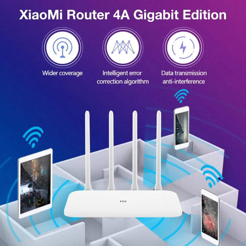 

Xiaomi Mi Router 4A Gigabit Edition 100M 1000M 2.4GHz 5GHz WiFi ROM 16MB DDR3 128MB 128MB High Gain 4 Antennas Remote APP Contro