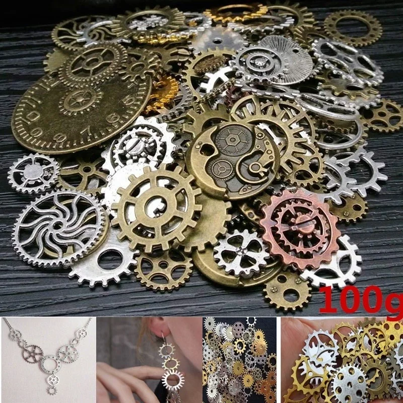 

100g Vintage Steampunk Wrist Watch Parts Gears Wheels Steam Punk DIY Jewelry Making Findings 12-40mm