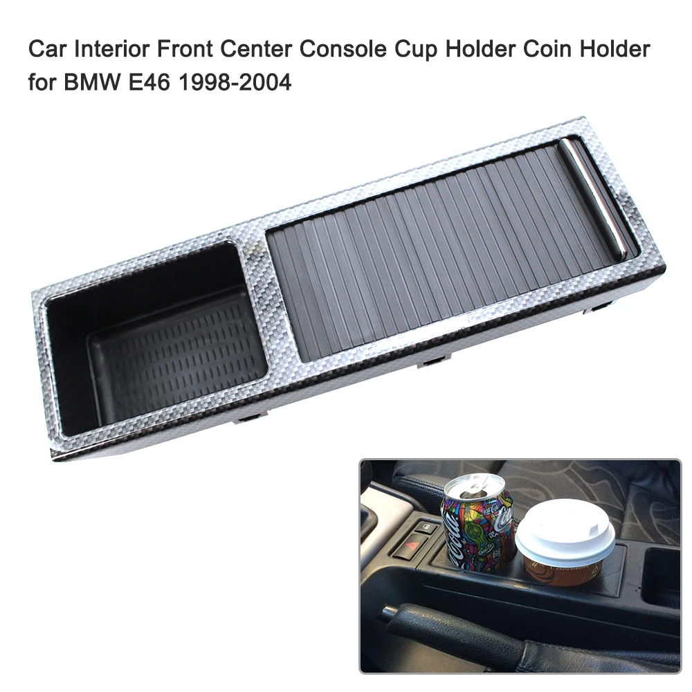 Car Front Center Console Drink Cup Holder Coin Holder Interior Carbon
