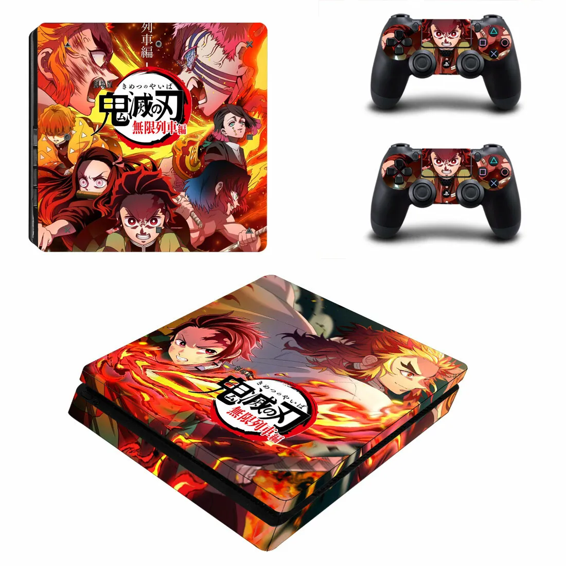 Demon Slayer PS4 Slim Skin Cover Sticker Decal Vinyl for Playstation 4 PS4 Slim Skin Console and 2 Controllers 