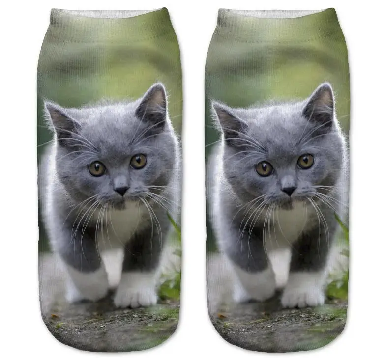 3D calcetines de mujer calcetines tobilleros Chaussette arte cachorro Hosiery moda Cool Funny Cat Life los Sox skpetki damskie