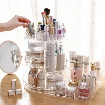 

Rotating Makeup Storage Box Jewelry Lipstick Storage Box Beauty Makeup Tool Box Drawer Type Skin Care Product Storage Rack