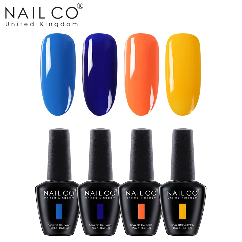 NAILCO 15ml 4pcs/Set Nail Polish Varnish Glitter Gel Lakiery Esmalte Semi Permanant Kit UV Nail Suit LED Nail Art Fast Shipping