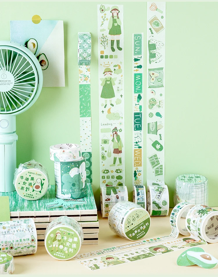 Свежие авокадо для девочек лента для декорации Washi DIY планировщик дневник в стиле Скрапбукинг изоляционная лента героя из мультфильма