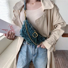 Новинка, модная женская нагрудная посылка, искусственный мех, шерсть, маленькая сумка, с цепью на одно плечо, карман-мессенджер