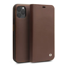 QIALINO Luxury Genuine Leather Phone Case for Apple iPhone 11 Pure Handmade Flip Case with Card Slots for iPhone 11 Pro Max