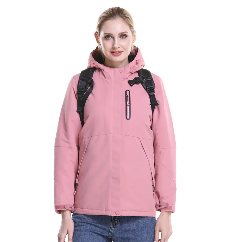 Men Women Electronic Back+ Abdomen Heated Warm Down Jacket USB Chargeing Intelligent Heating Jacket Outdoor Work Warm Outwear - Цвет: Female pink