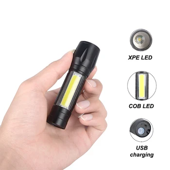 

l LED Flashlight USB Rechargeable Flashlight Torch 3 Modes for Cycling Hiking Camping Emergency