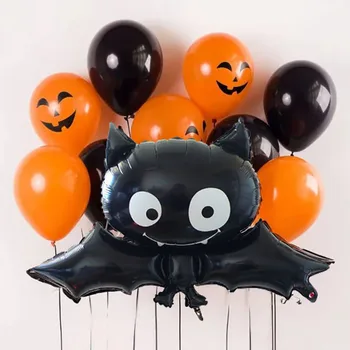 

10pc/set Black Orange Halloween Balloons Bat Cat Pumpkin Ballon Inflatable Toys Air Helium Balloons Halloween Decorations Globos