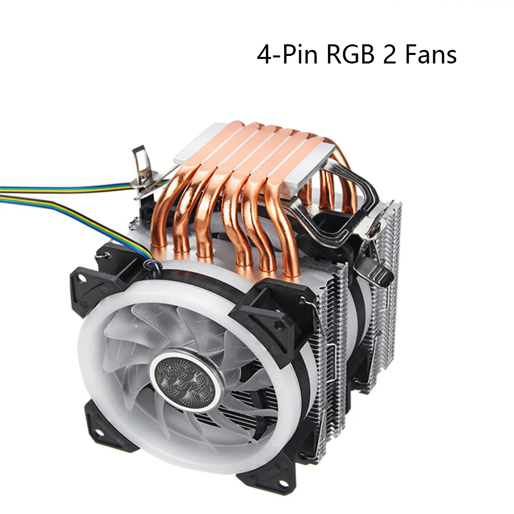 Запчасти для компьютера 775/1150/1151/1155/1156/AMD RGB 4 Pin 2 вентилятора кулер процессора 6