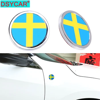 

DSYCAR Sweden National Flag 3D Metal Sticker Mini Round Emblem for Volvo Ford Audi Benz Honda Nissan VW BMW Dodge Hyundai LADA