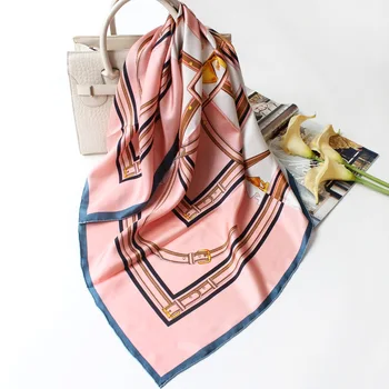 

Twill Silk Scarf 90*90cm Women Hand rolled Edges Brand Design