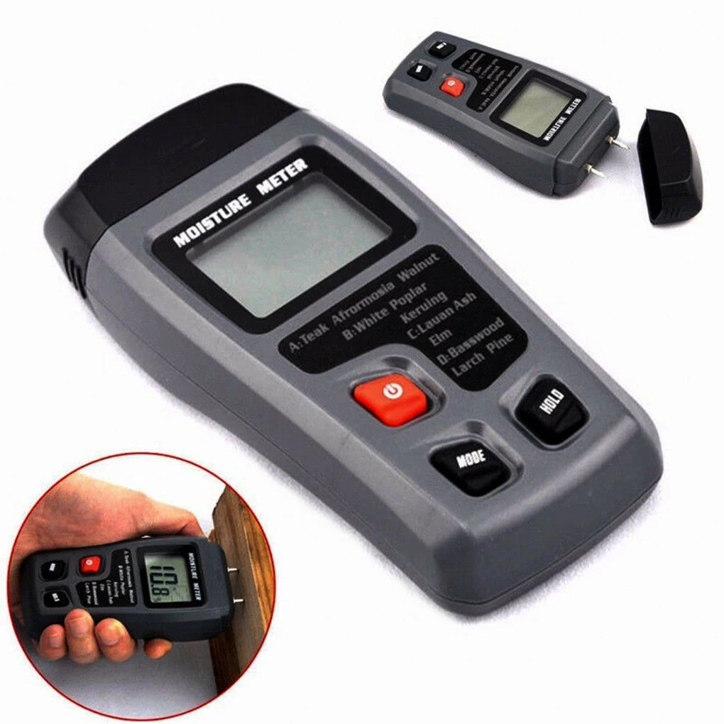 New Two Probe Digital Wood Moisture Meter Dual Pin 0-99.9% Wood Humidity Tester Detector Hygrometer LCD Display