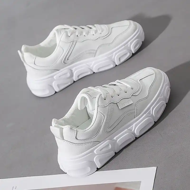 ladies white leather platform trainers