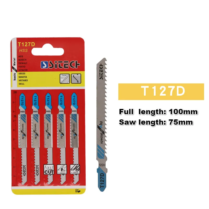 5pcs T127D 5 шт. лобзиков, режущий станок по дереву, пильный диск T111C T111D T144D T244D T344D T118A T127D T101B для Bosch Dewalt Hitachi Makita Festool - Color: 5pcs T127D