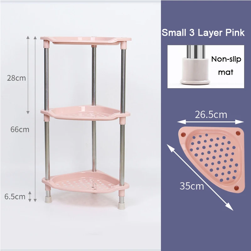 BNBS полка для хранения в ванной комнате органайзер для туалетных принадлежностей из нержавеющей стали стеллажи Держатели и стойки для хранения домашняя организация - Цвет: Small3layer Pink 28H