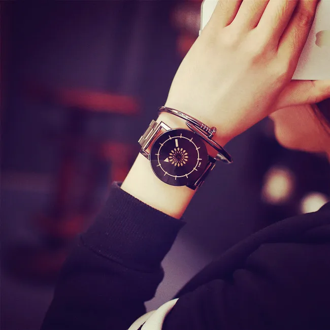 Fashion Casual Lover's Watch Quartz All Steel Belt Couple Watches Personality Dial Watch erkek kol saati Clock - Цвет: women black