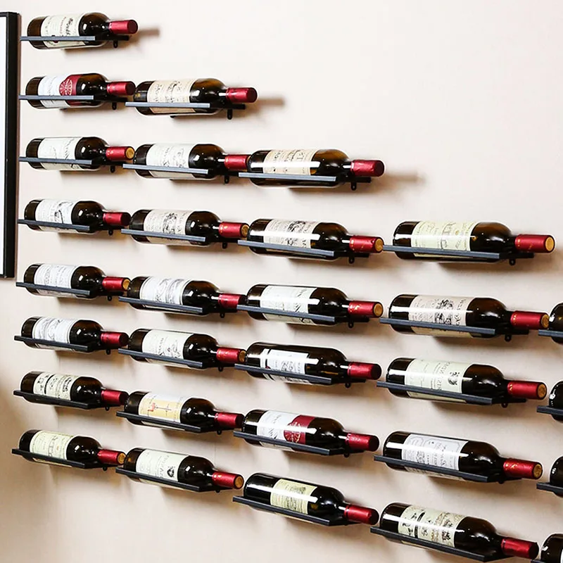 Wall Iron Wine Rack Wall-Mounted Display Storage Holder Personalized Restaurant Home Metal Wine Glass Bottle Holder Barware 2