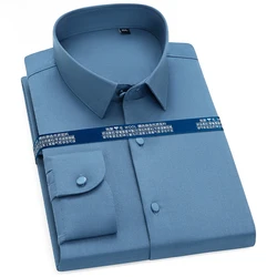 Camisa masculina de lã texturizada moda manga longa camisa masculina S 4XL outono confortável botão único roupas masculinas