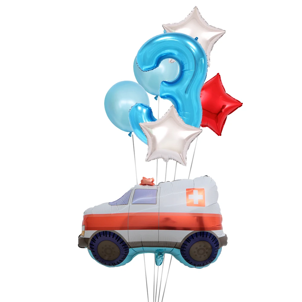 6 шт. Мультяшные автомобильные воздушные шары, набор пожарных автомобилей, фольгированные шары скорой помощи, подарки для мальчиков, украшения для дня рождения, Детские шары